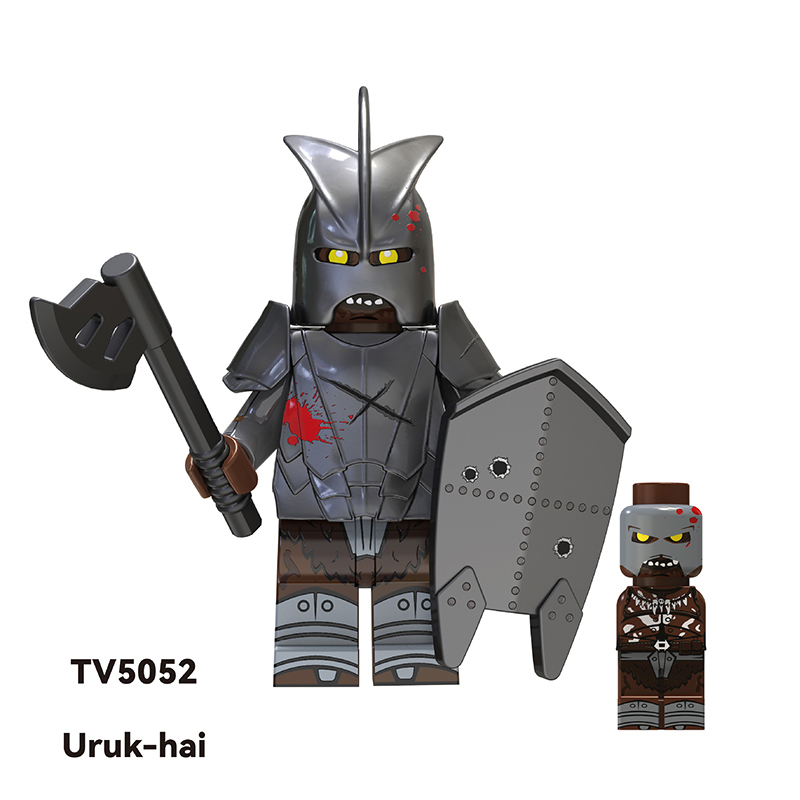 TV6407 The Lord of the Rings Minifigs Building Blocks Military Uruk Hai Soldiers Weapons Shield Sword Medieval Knight Hobbit Toys