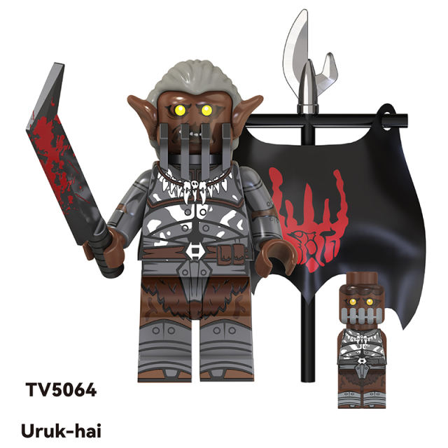 TV6408 The Lord of the Rings Uruk Hai Minifigs Movie Building Blocks Military Soldiers Weapons Sword Medieval Knight Hobbit Toys