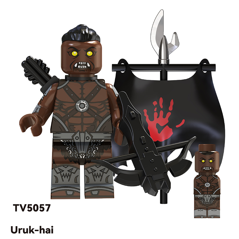 TV6407 The Lord of the Rings Minifigs Building Blocks Military Uruk Hai Soldiers Weapons Shield Sword Medieval Knight Hobbit Toys