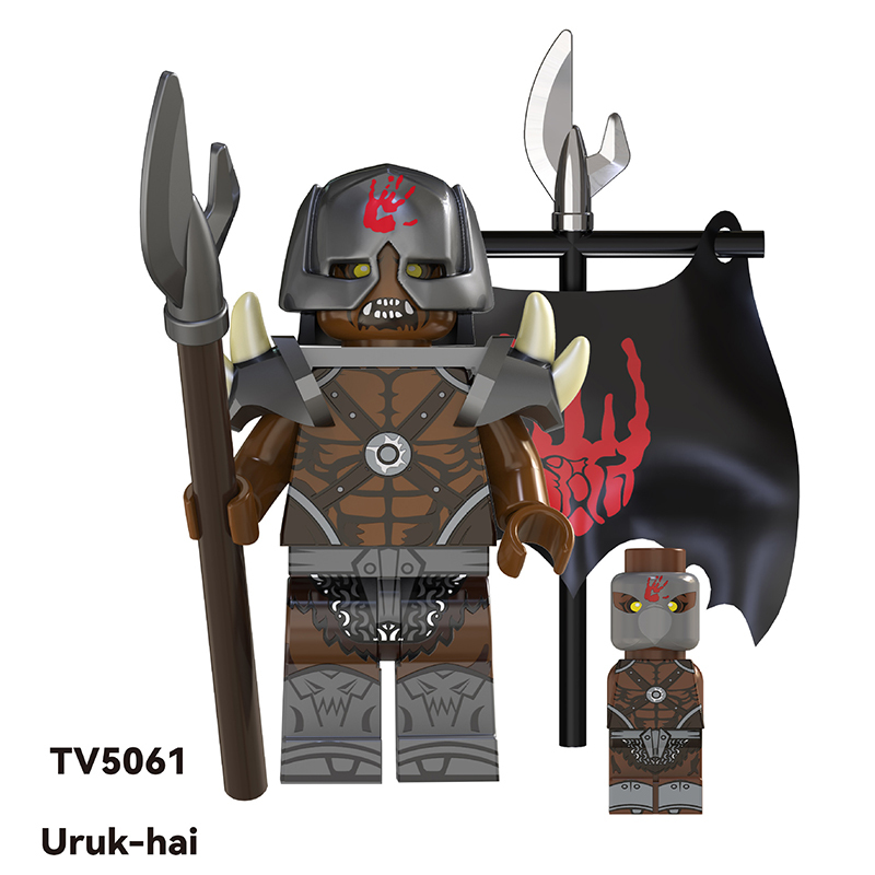TV6408 The Lord of the Rings Uruk Hai Minifigs Movie Building Blocks Military Soldiers Weapons Sword Medieval Knight Hobbit Toys