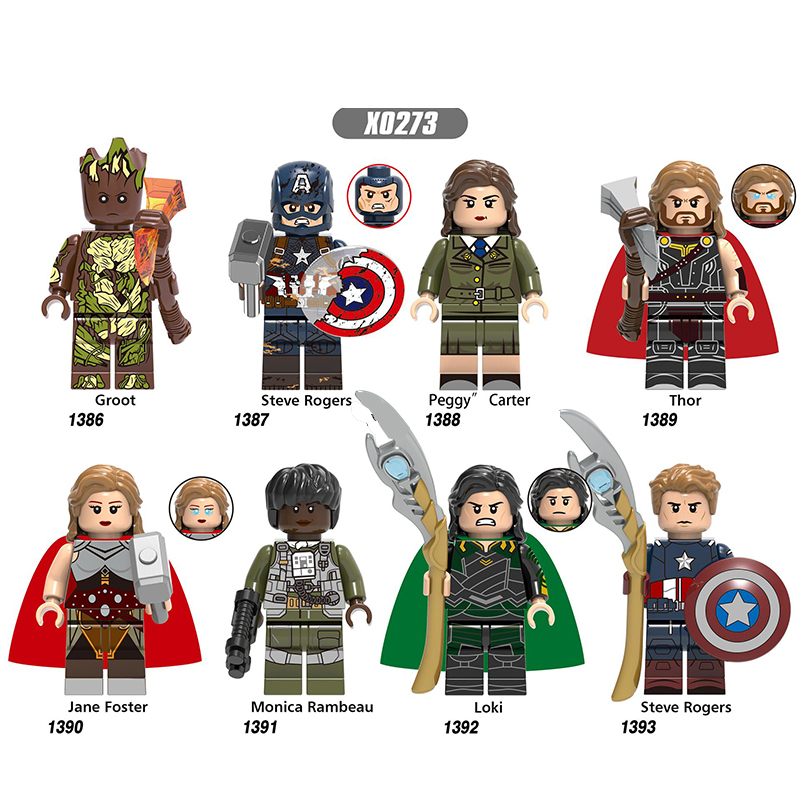 X0273 DC Comics Marvel Groot Minifigs Building Blocks Jane Foster Superheroes Series Thor Loki Weapon Children Toys Gifts Boys