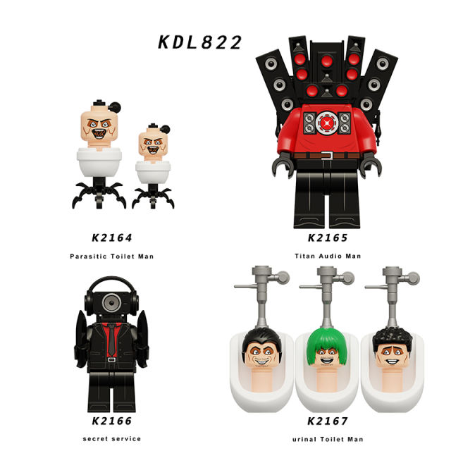 KDL822 Web Anime Series Toilet Man Minifigs Building Blocks Titan Audio Man Person Weapon Gun Swords Chainsaw Toys Boys
