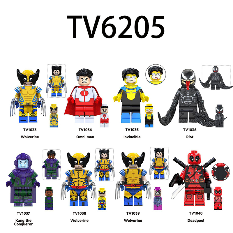 TV6205 Marvel DC Super Hero Deadpool Action Figures Wolverine Riot Minifigs Building Blocks Model Collection Toys Children Gifts