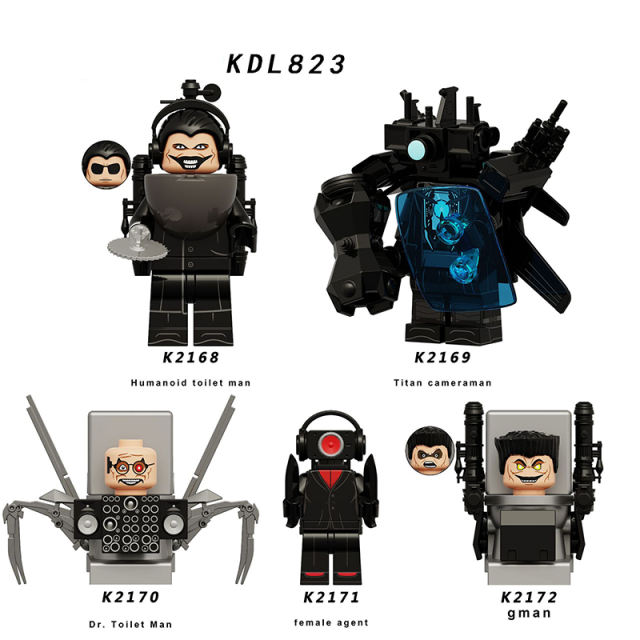 KDL823 Web Anime Series Toilet Man Minifigs Building Blocks Titan Audio Man Person Weapon Gun Swords Chainsaw Toys Boys