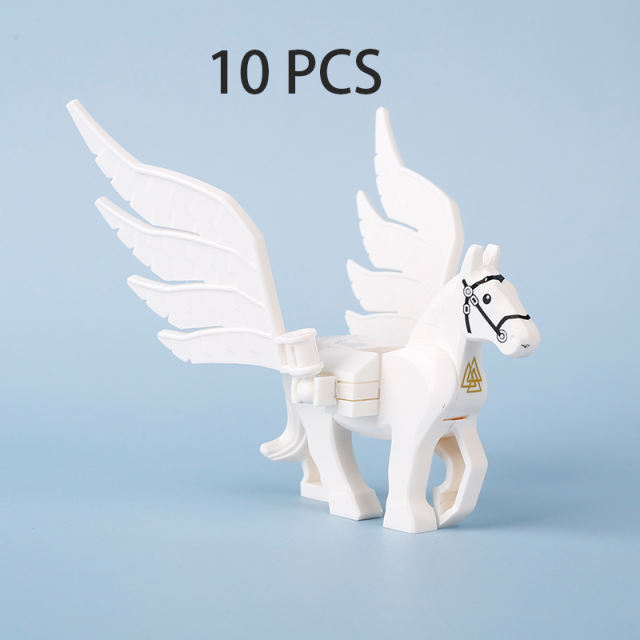 MOC Angle Chrome Golden Wings Building Blocks Kit Plating Shiny Feather Animals Flying Horse Blocks Assemble Toys Compatible