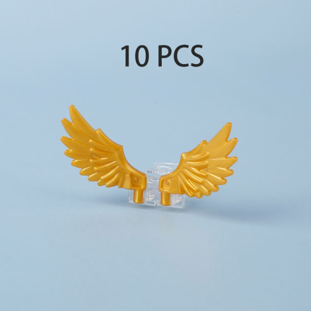 MOC Angle Chrome Golden Wings Building Blocks Kit Plating Shiny Feather Animals Flying Horse Blocks Assemble Toys Compatible