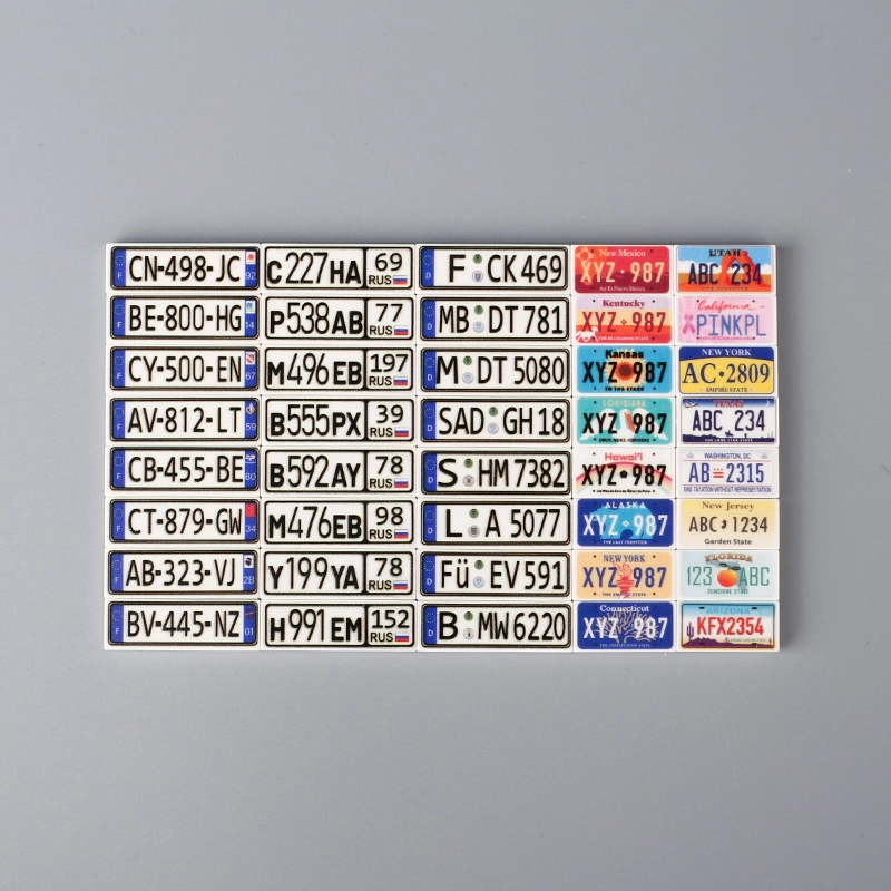 Vintage License Plates Decoration USA States Number Tags Bricks Kits