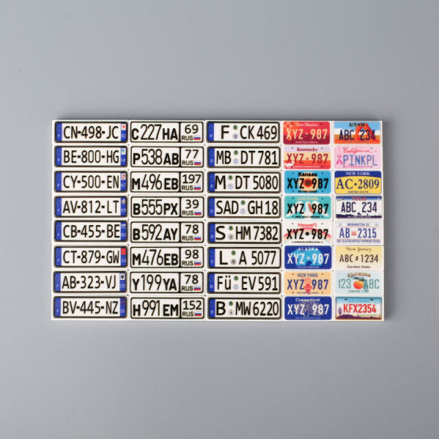 MOC City Vintage State License Plates Decoration Metal Tin Signs Building Blocks States Number Tags Metal Automotive Car Front
