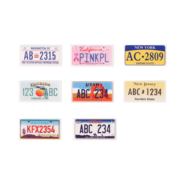 MOC City Vintage State License Plates Decoration Metal Tin Signs Building Blocks States Number Tags Metal Automotive Car Front