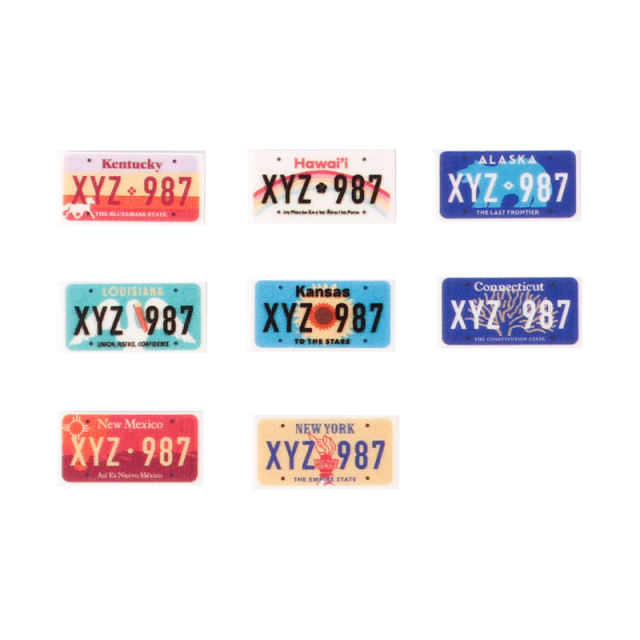 MOC City Vintage State License Plates Decoration Metal Tin Signs Building Blocks States Number Tags Metal Automotive Car Front