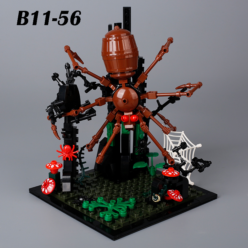 MOC Medieval Bridge Model Building Blocks Kit Stone Weapons Smith Forging Watch Tower Spider Monster Bricks Toys Children Gifts