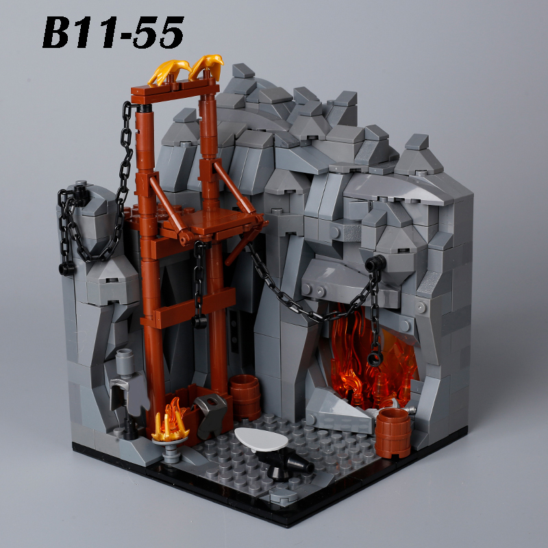 MOC Medieval Bridge Model Building Blocks Kit Stone Weapons Smith Forging Watch Tower Spider Monster Bricks Toys Children Gifts