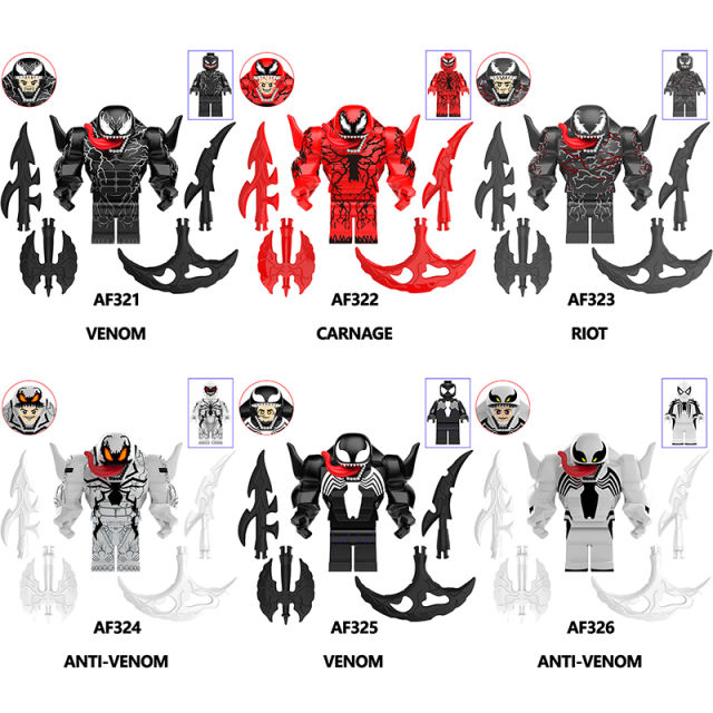 AF321-326 Marvel Series Venom Action Figure DC Comics Collection Model Carnage Minifigs Building Blocks Children Toys Gifts Boys