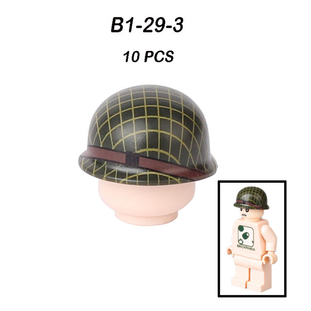 Military US Grid Helmet Cap Building Block WW2 Admiral Lieutenant General Hats Soliders Weapon Assemble Children Gifts Boy Toys