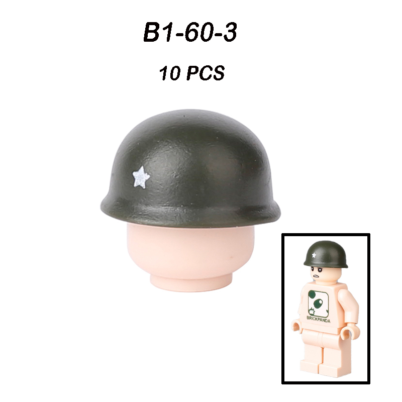 Military US Grid Helmet Cap Building Block WW2 Admiral Lieutenant General Hats Soliders Weapon Assemble Children Gifts Boy Toys