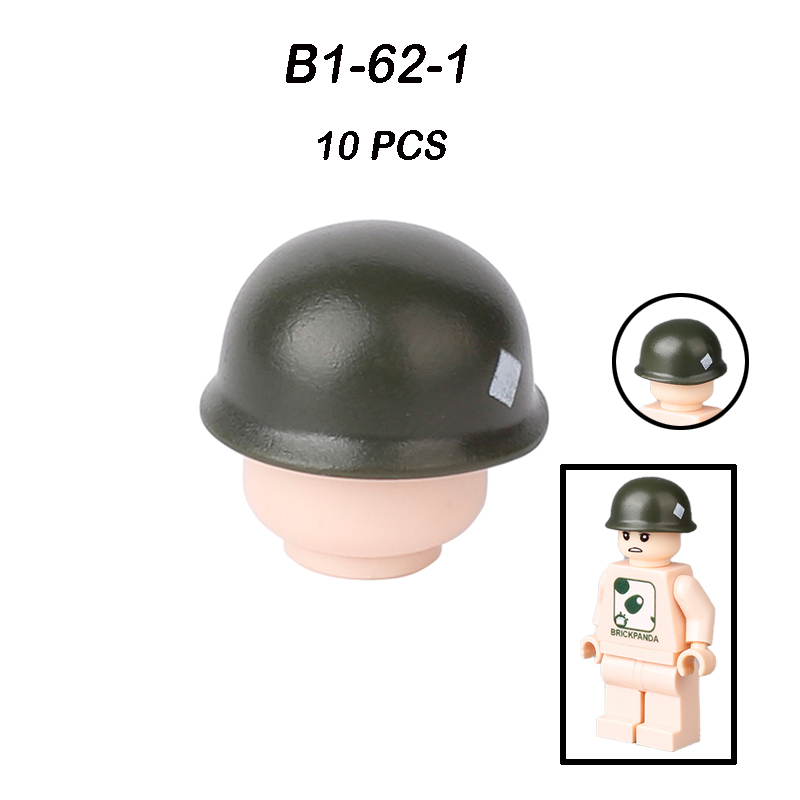 Military US Grid Helmet Cap Building Block WW2 Admiral Lieutenant General Hats Soliders Weapon Assemble Children Gifts Boy Toys
