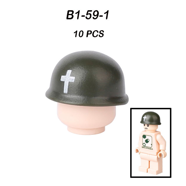 Military US Grid Helmet Cap Building Block WW2 Admiral Lieutenant General Hats Soliders Weapon Assemble Children Gifts Boy Toys