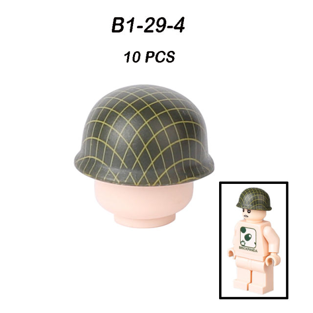 Military US Grid Helmet Cap Building Block WW2 Admiral Lieutenant General Hats Soliders Weapon Assemble Children Gifts Boy Toys