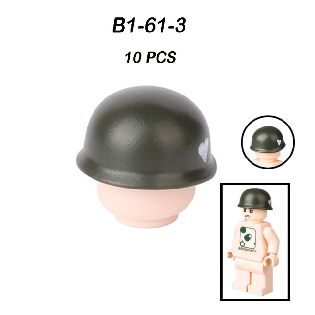 Military US Grid Helmet Cap Building Block WW2 Admiral Lieutenant General Hats Soliders Weapon Assemble Children Gifts Boy Toys