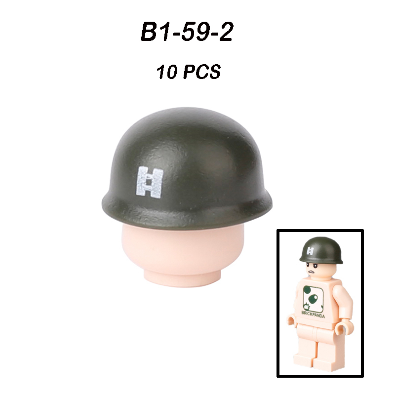 Military US Grid Helmet Cap Building Block WW2 Admiral Lieutenant General Hats Soliders Weapon Assemble Children Gifts Boy Toys