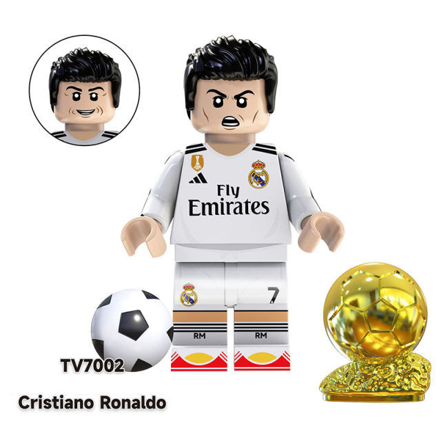 TV6501 Football Players Leo Messi Pele Anime Minifigs Building Blocks Luka Maradona Neymar Cartoon Models Boys Toys Gifts Children