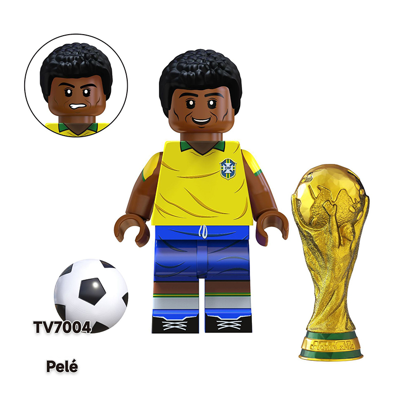 TV6501 Football Players Leo Messi Pele Anime Minifigs Building Blocks Luka Maradona Neymar Cartoon Models Boys Toys Gifts Children