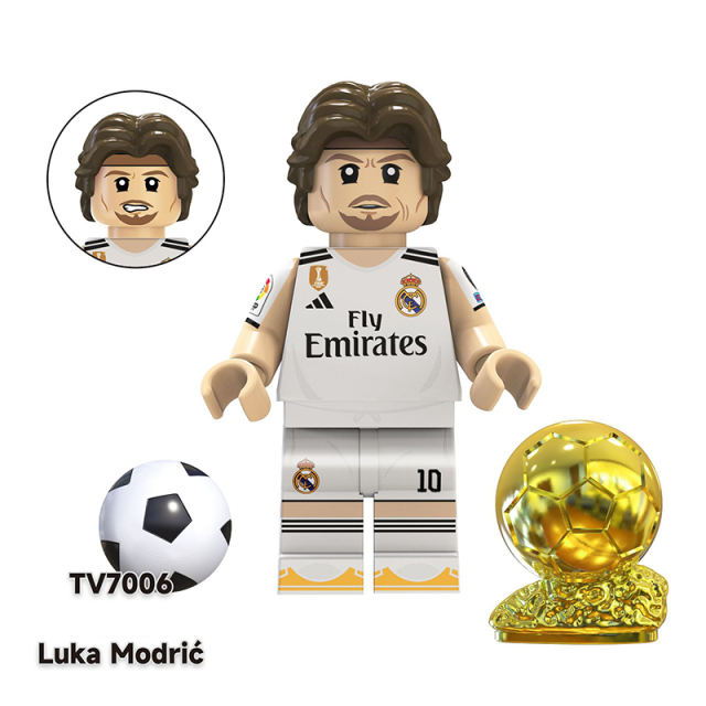 TV6501 Football Players Leo Messi Pele Anime Minifigs Building Blocks Luka Maradona Neymar Cartoon Models Boys Toys Gifts Children