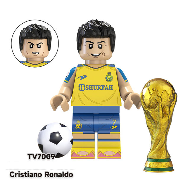 TV6502 Football Players Leo Messi Pele Anime Minifigs Building Blocks World Cup Kaka Ramos Models Boys Toys Gifts Children