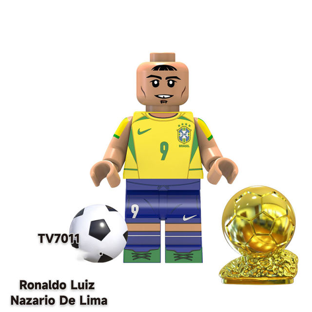 TV6502 Football Players Leo Messi Pele Anime Minifigs Building Blocks World Cup Kaka Ramos Models Boys Toys Gifts Children