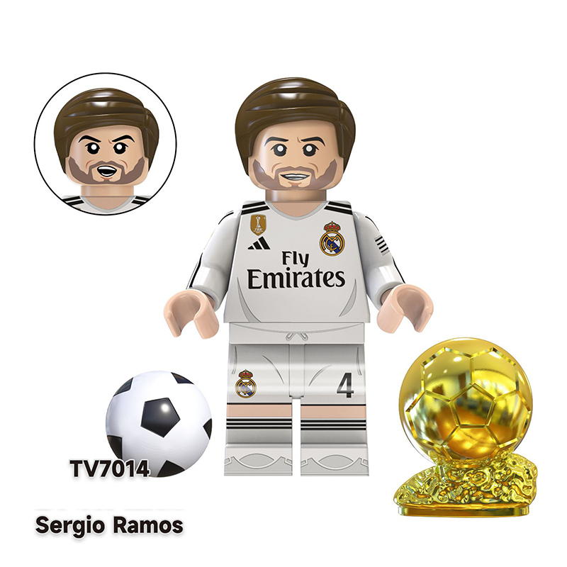 TV6502 Football Players Leo Messi Pele Anime Minifigs Building Blocks World Cup Kaka Ramos Models Boys Toys Gifts Children