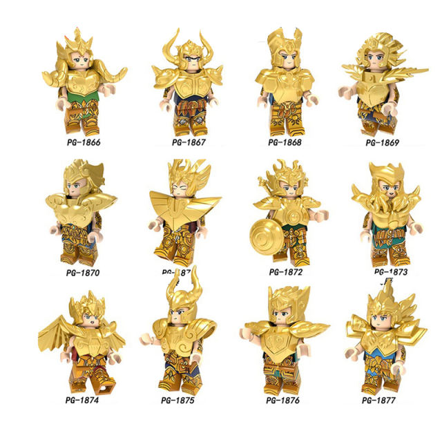 PG8212 PG8213 Japanese Anime Saint Seiya Aries Scorpio Armor Minifigs Building Blocks Sagittarius Helmet Weapon Children Toys Gifts