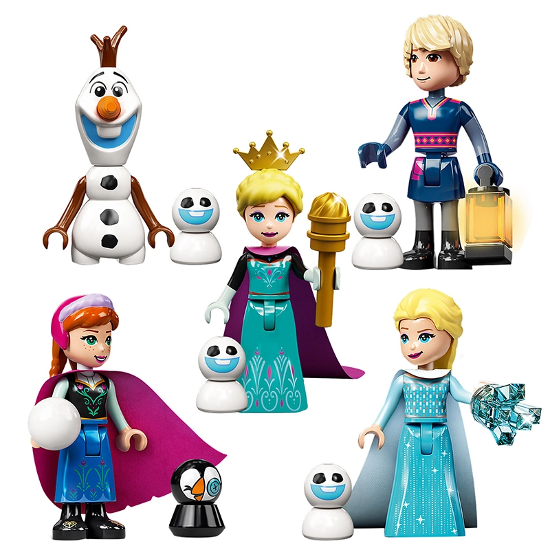 Movie Frozen Cartoon Hans Elsa Kristoff Minifig Birthday Bricks Kids