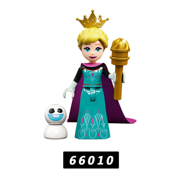 66006-66010 Disney Cartoon Ice and Snow World Hans Princess Elsa Minifigs Olaf Anna Building Blocks Toys Children Girls Gifts