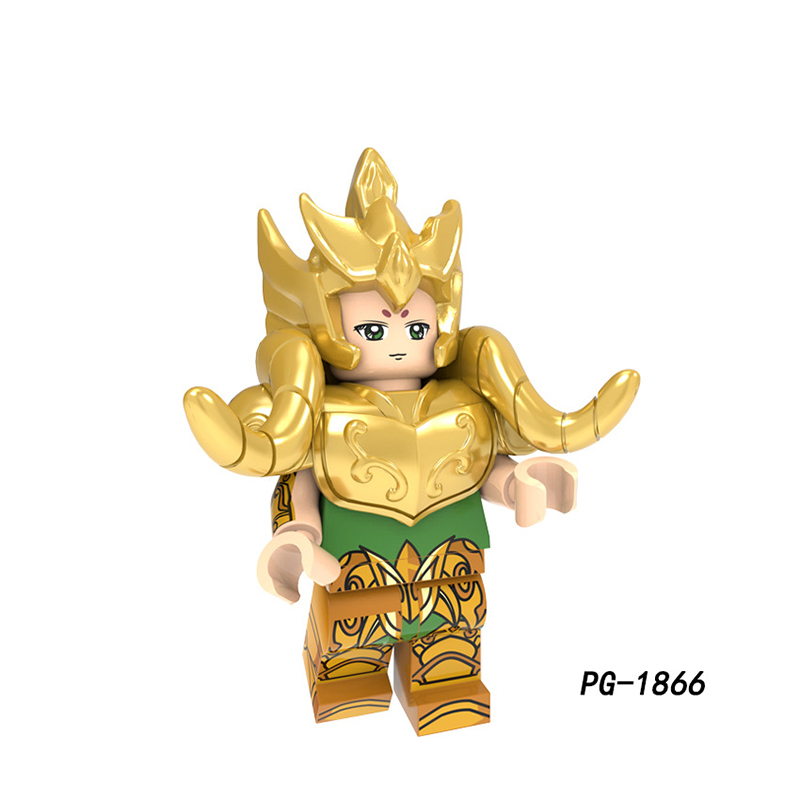 PG8212 PG8213 Japanese Anime Saint Seiya Aries Scorpio Armor Minifigs Building Blocks Sagittarius Helmet Weapon Children Toys Gifts