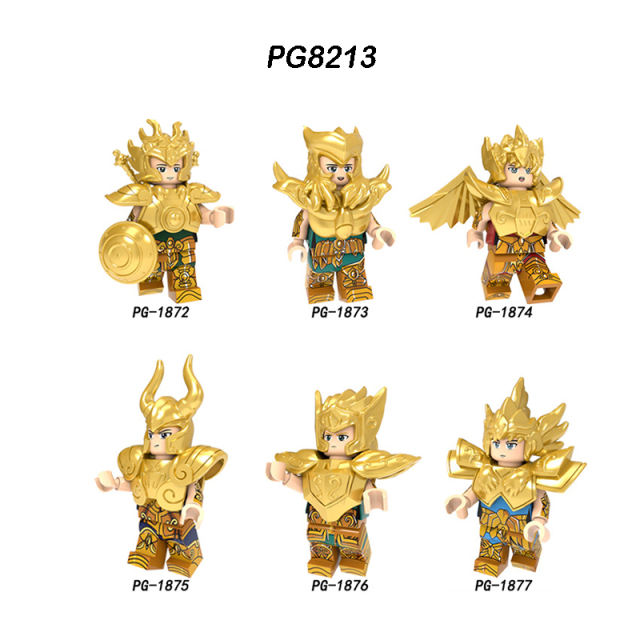 PG8212 PG8213 Japanese Anime Saint Seiya Aries Scorpio Armor Minifigs Building Blocks Sagittarius Helmet Weapon Children Toys Gifts