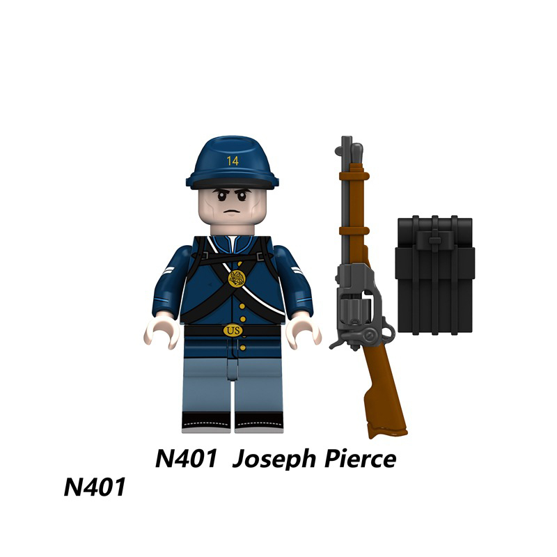 N401 N402 American Civil War Soldiers Action Figures Joseph Pierce Army Lone Star Guards Troops Building Blocks Weapons Gun Toys Boys