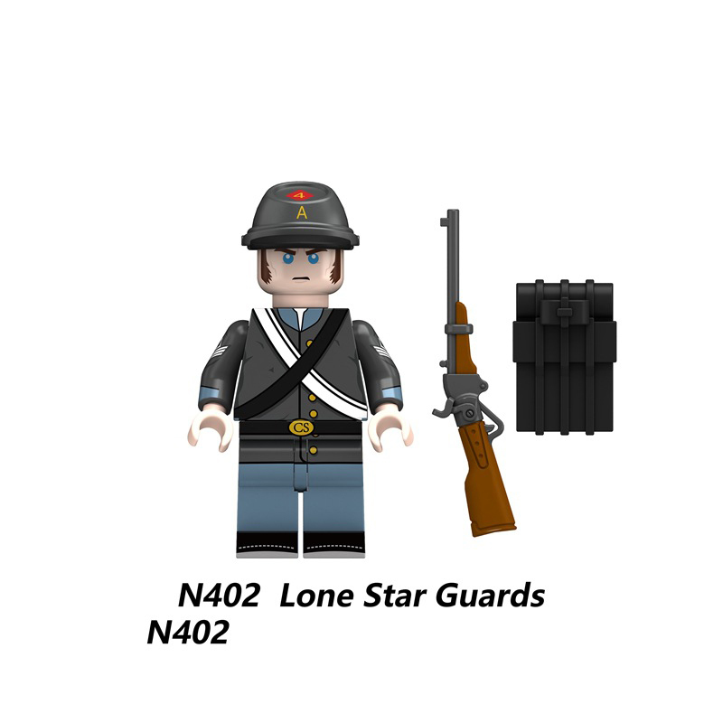 N401 N402 American Civil War Soldiers Action Figures Joseph Pierce Army Lone Star Guards Troops Building Blocks Weapons Gun Toys Boys