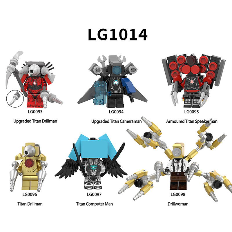 LG1014 Anime Games Skibidi Toilet Man Cameraman Speakerman Computerman Drillman Minifigs Action Figures Building Blocks Kids Toy