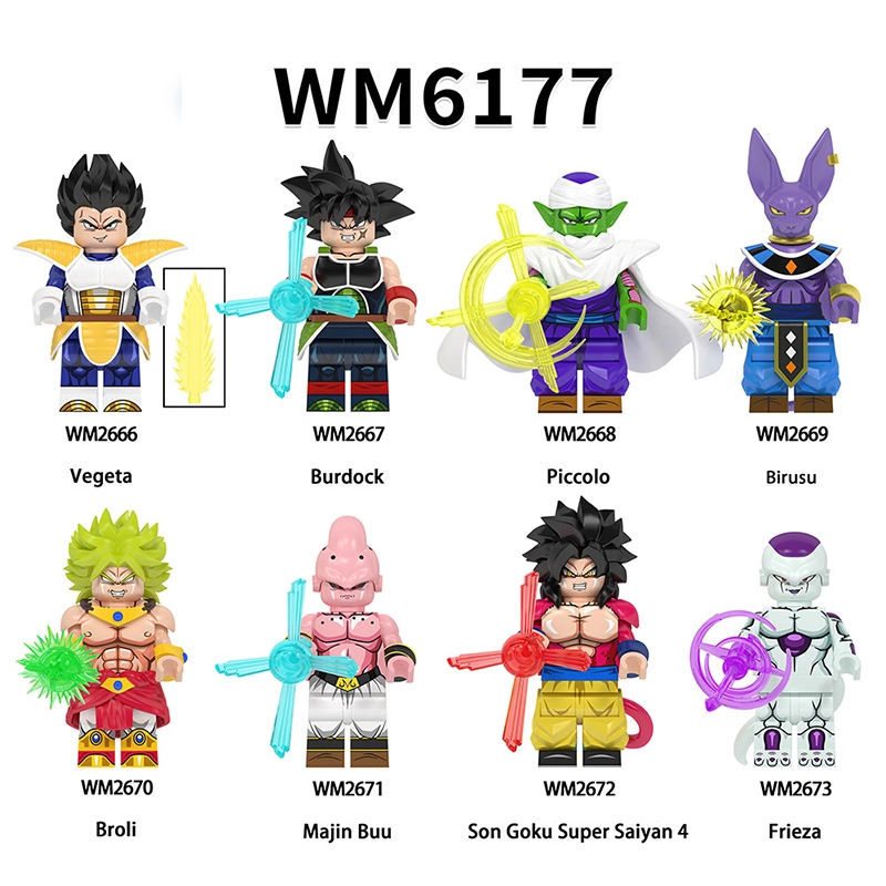 WM6177 Japan Anime Goku Vegeta Piccolo Building Blocks Broly Burdock  Minifigs Frieza Beerus Majin Action Figures Children Gifts
