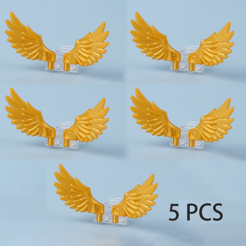 MOC Angle Chrome Golden Wings Building Blocks Kit Plating Shiny Feather Animals Flying Horse Blocks Assemble Toys Compatible