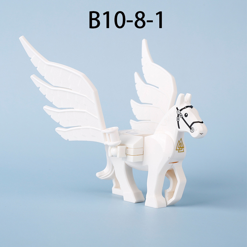 MOC Angle Chrome Golden Wings Building Blocks Kit Plating Shiny Feather Animals Flying Horse Blocks Assemble Toys Compatible