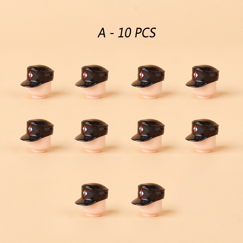 MOC German Military Soliders Helmet Building Blocks Army Soliders Weapons Minifigs Compatible Hats Bricks Children Gifts Toys