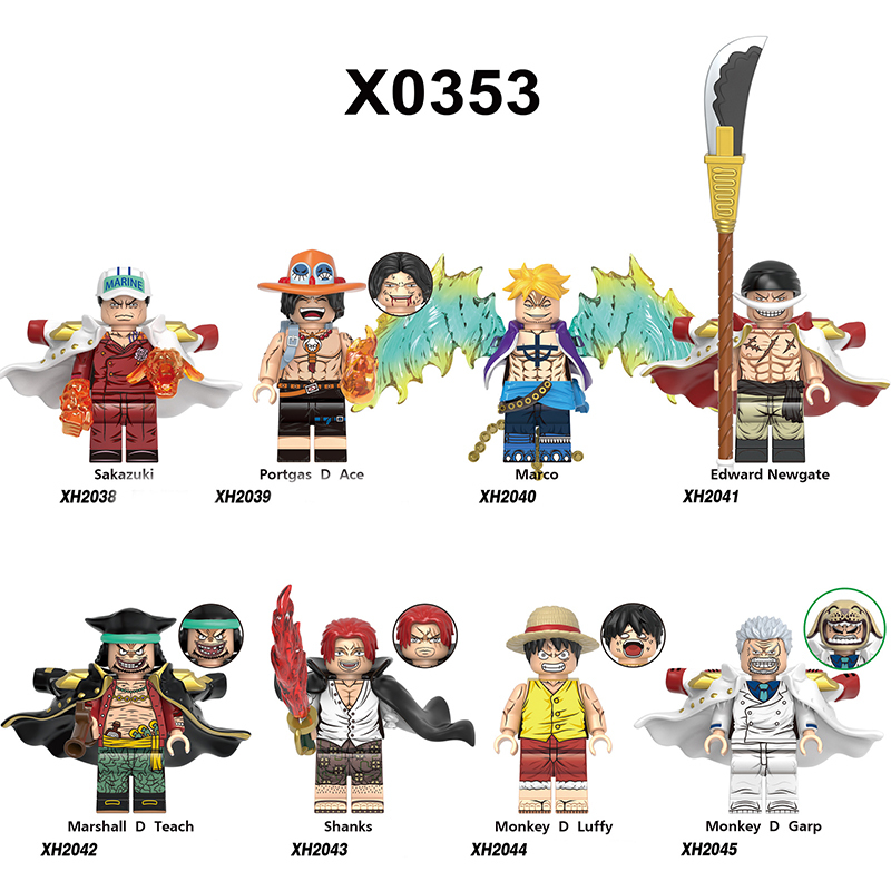 X0353 One Piece Japanese Anime Luffy Minifigs Action Figure Building Blocks Shanks Marco Cartoon Movie Model Kids Birthday Gift