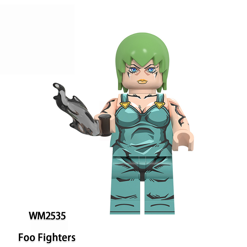 WM6160 Japanese Series Narciso Anasui Rikiel Minifigs Building Blocks JoJo's Bizarre Adventure Action Figures Children Gifts Toys