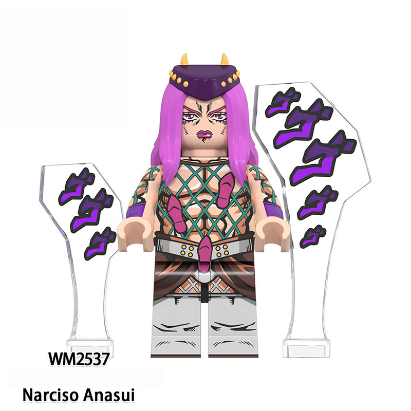 WM6160 Japanese Series Narciso Anasui Rikiel Minifigs Building Blocks JoJo's Bizarre Adventure Action Figures Children Gifts Toys