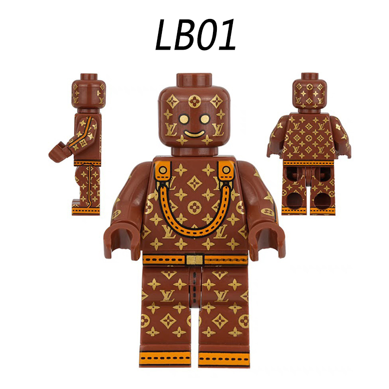 LB01 LB02 LB03 Louis Vuitton Famous Minifigs Building Blocks Tattood Men Action Figures LV Model Children Toys Gifts Compatible