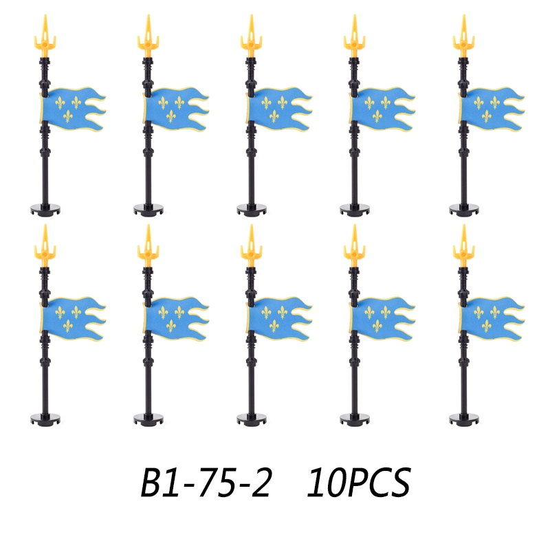MOC Medieval Wolf Flag Building Blocks Rome Kit Eagle Knights Banner Stand Lion Castle Accessories DIY Bricks Toys Children Gift