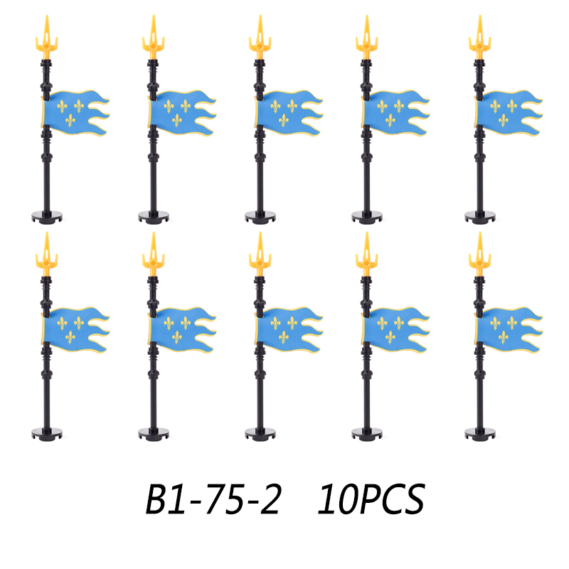 MOC Medieval Wolf Flag Building Blocks Rome Kit Eagle Knights Banner Stand Lion Castle Accessories DIY Bricks Toys Children Gift