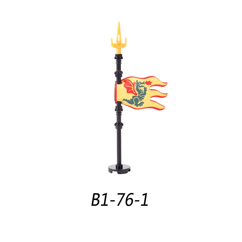MOC Medieval Wolf Flag Building Blocks Rome Kit Eagle Knights Banner Stand Lion Castle Accessories DIY Bricks Toys Children Gift
