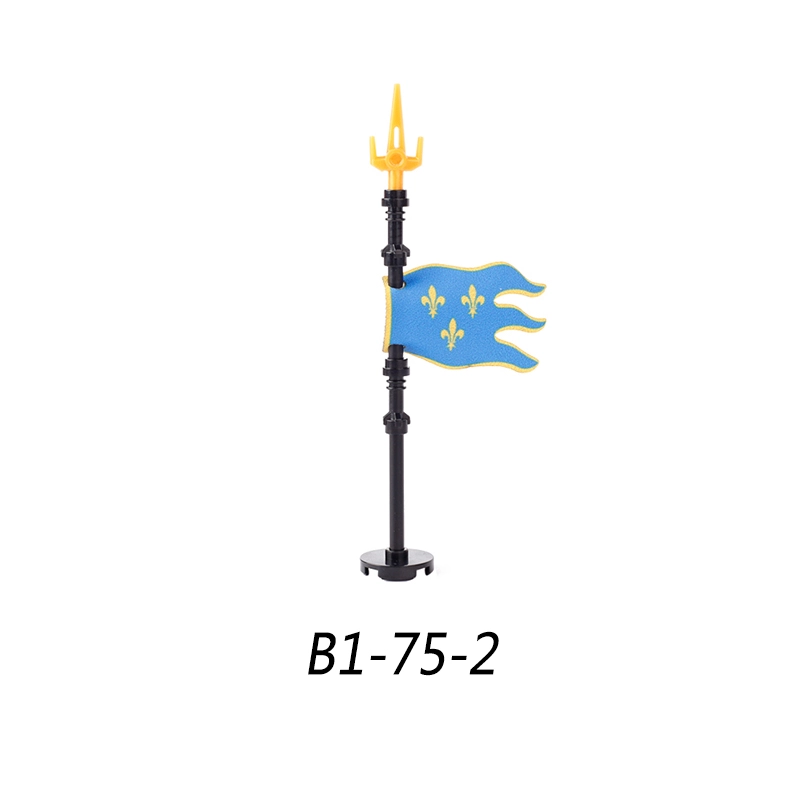 MOC Medieval Wolf Flag Building Blocks Rome Kit Eagle Knights Banner Stand Lion Castle Accessories DIY Bricks Toys Children Gift
